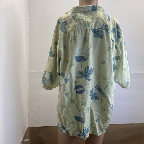 Tommy Bahama Mens Silk Hawaiian Shirt Button Down Size XL‎ Ivory Green,Hawaiian - Picture 2 of 13